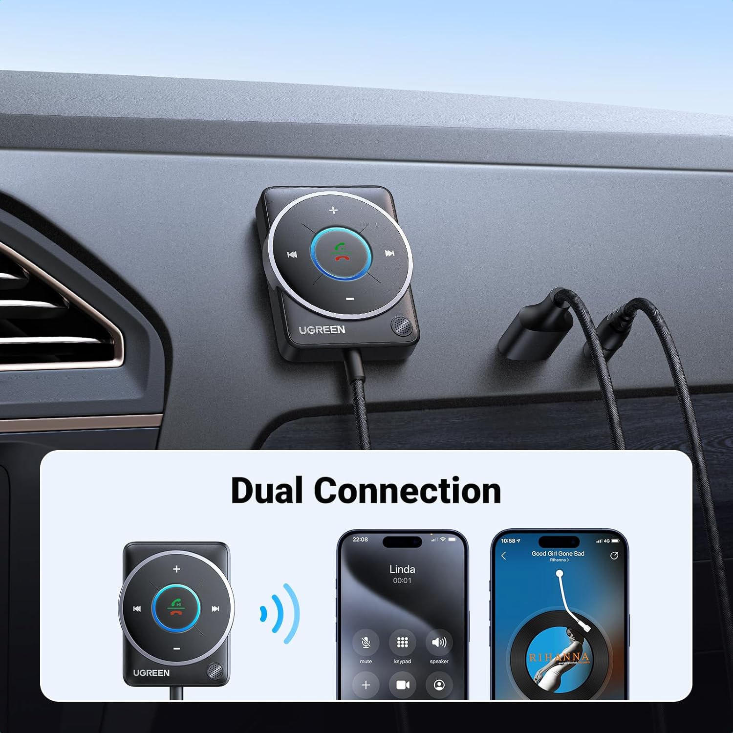 UGREEN Bluetooth 5.4 Aux Car A - Bluetooth Adapter Receiver ulasan dan harga
