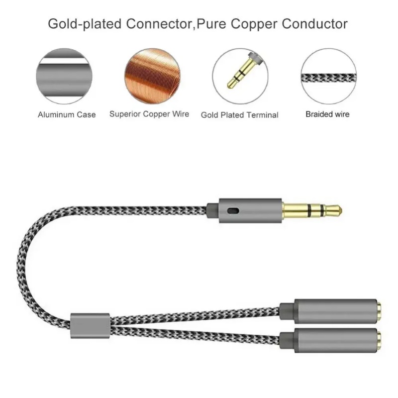 Headset Adapter Headphone Mic  - Audio Splitter Y ulasan dan harga